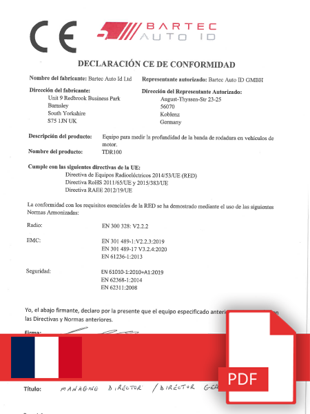 Declaration of Conformity TDR100 - CE - French