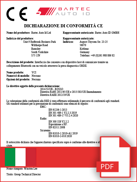 Declaration of Conformity VCI - CE - Italian