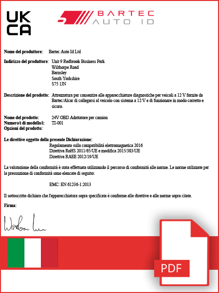 Declaration of Conformity Truck Adapter - UKCA - Italian