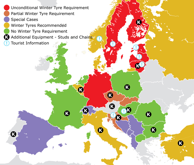 Winter Tyres Map
