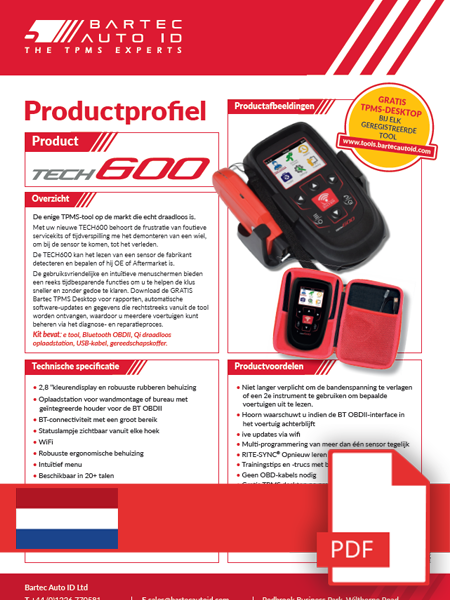 TECH600 Data Sheet Dutch